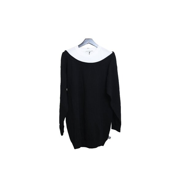 Alexander Wang Peelaway Bi-Layer LS Tunic Dress Black White